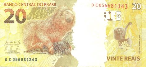 Reverso billete de 20 Reales Brasileos