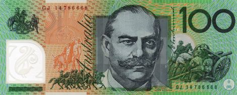 Anverso billete de 100 Dlares Australianos