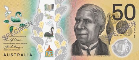 Anverso billete de 50 Dlares Australianos